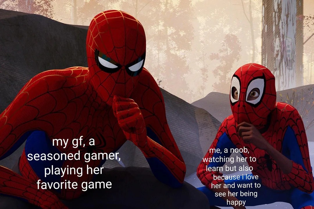 Learning From Spiderman Meme Showing Love For Girlfriend While She Games
