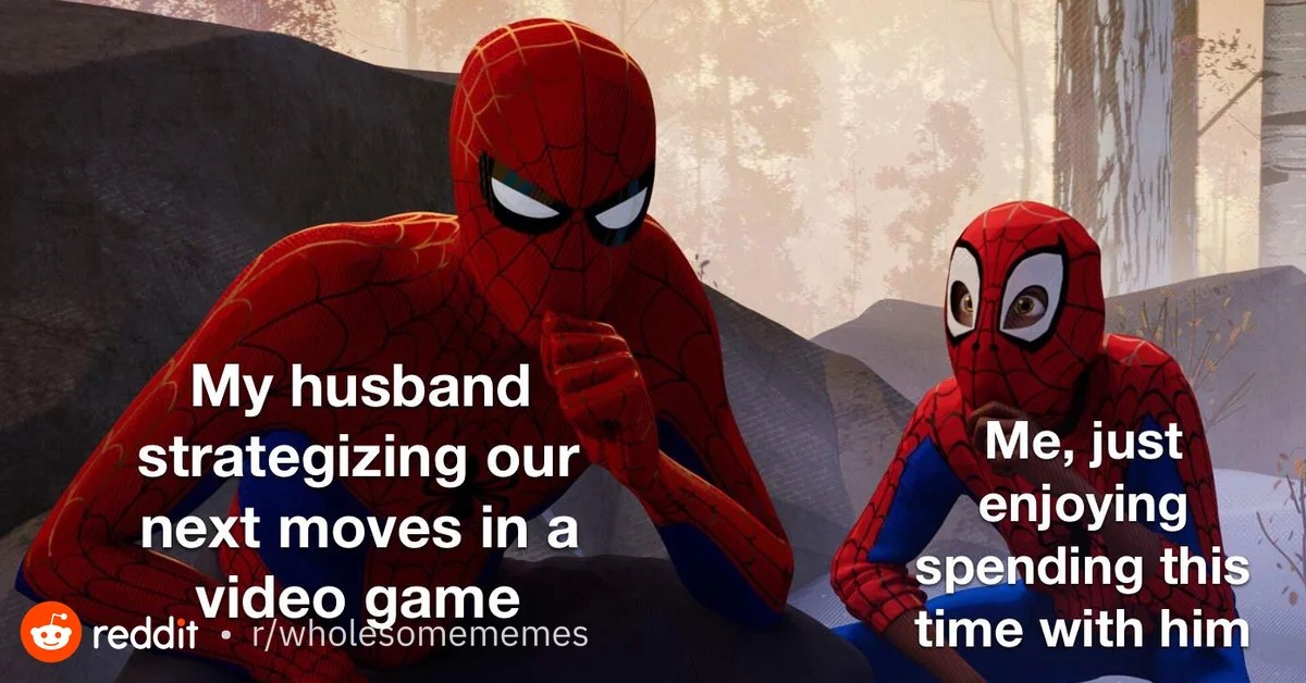 Learning From Spiderman Meme Of Husband Strategizing Vs Wife Enjoying Game Time