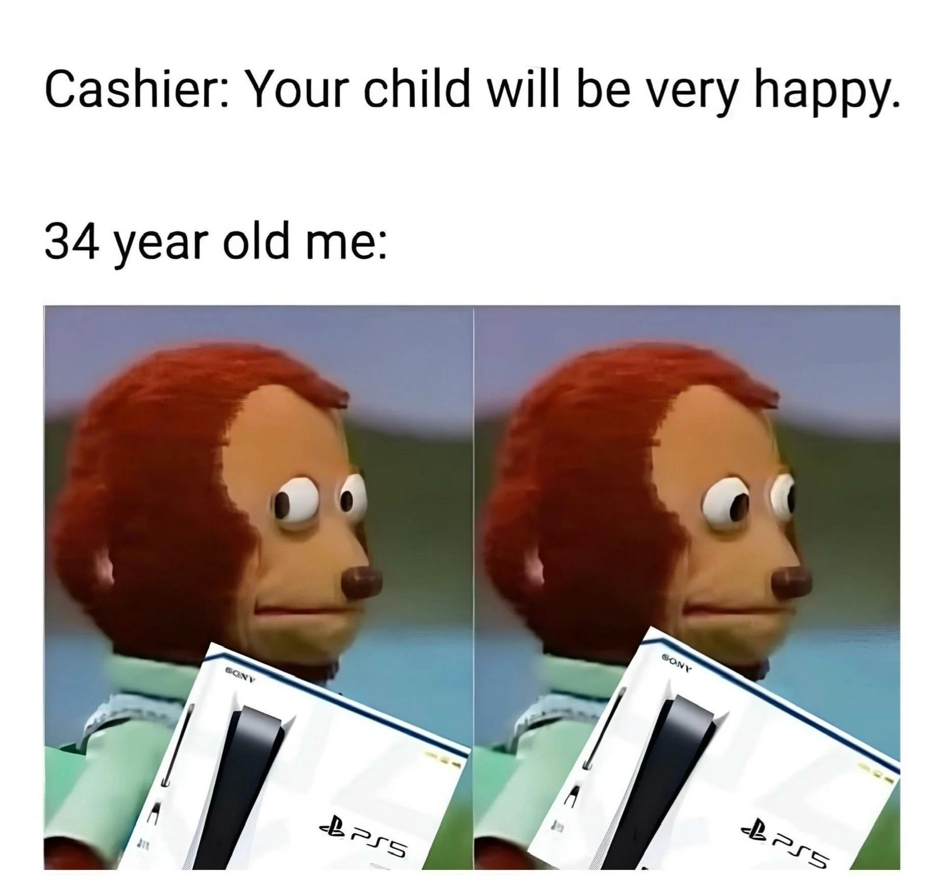 Monkey Puppet: Funny adult buying PS5 for themselves meme