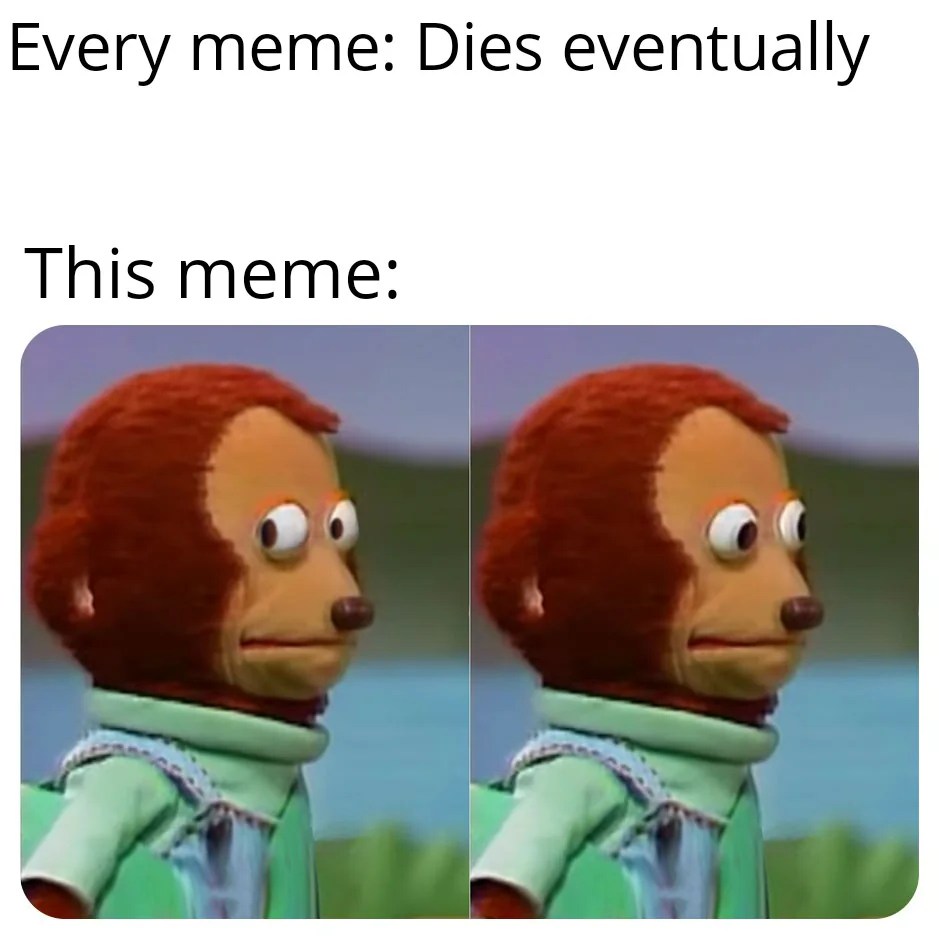 Monkey Puppet: Funny meme about how this template outlives every trend