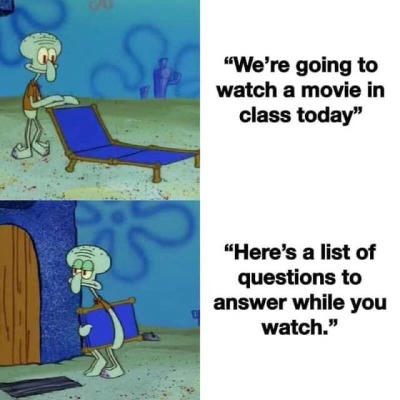 Squidward On a Chair: Relatable School Movie Struggles Meme