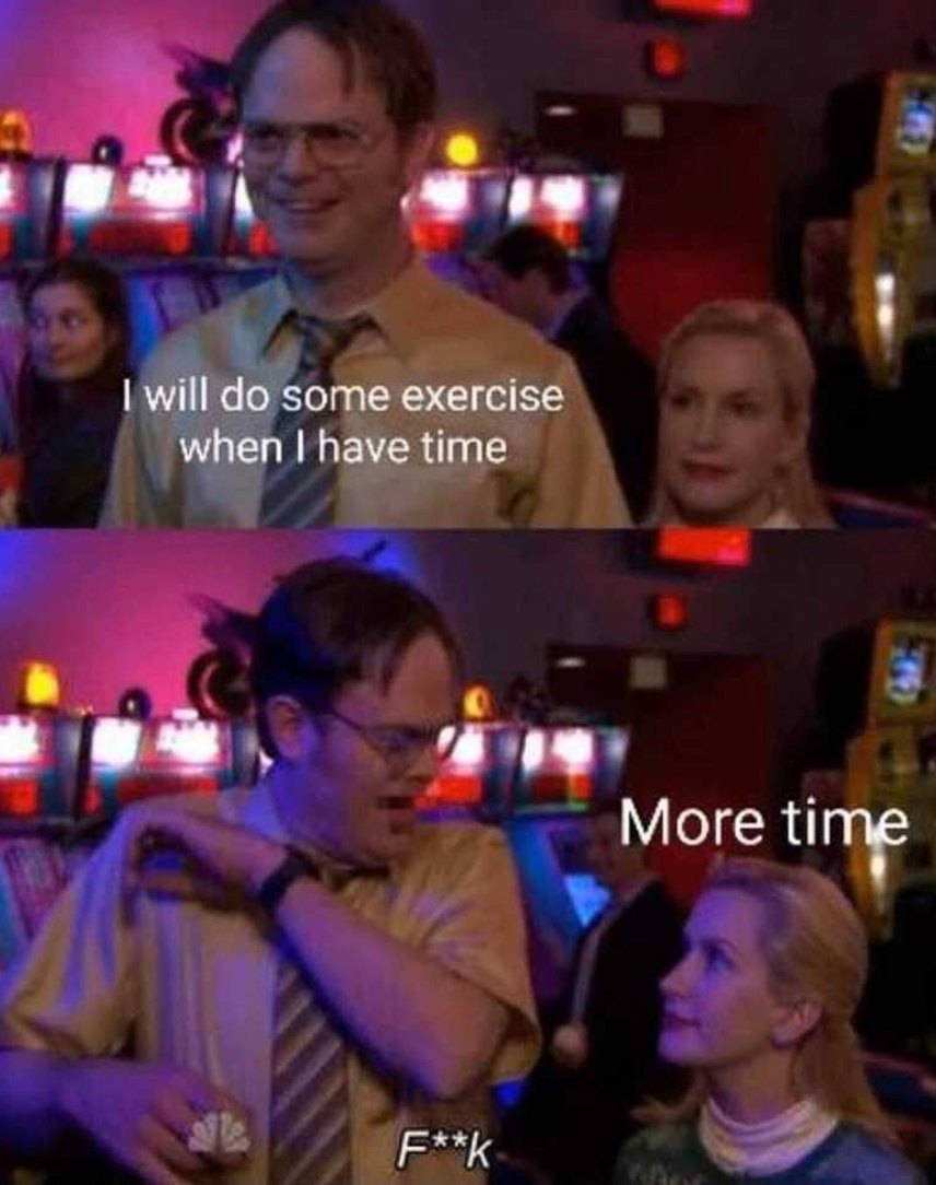 Angela scares dwight meme about putting off exercise for more time
