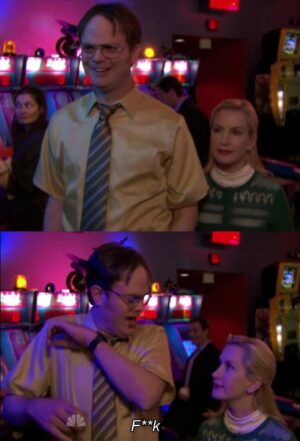 Angela scared Dwight Meme Template