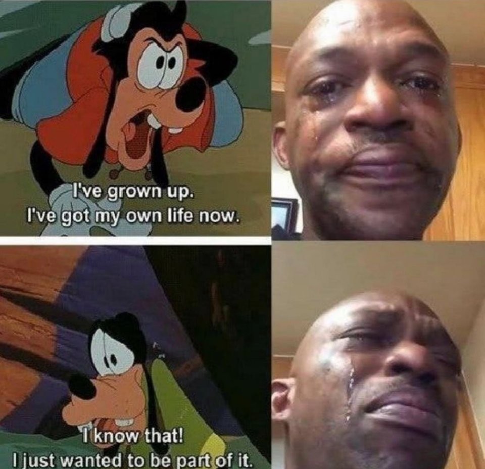 Black man crying meme about the goofy father-son sad moment