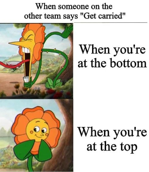 Cuphead flower meme gamer double standards about being carried