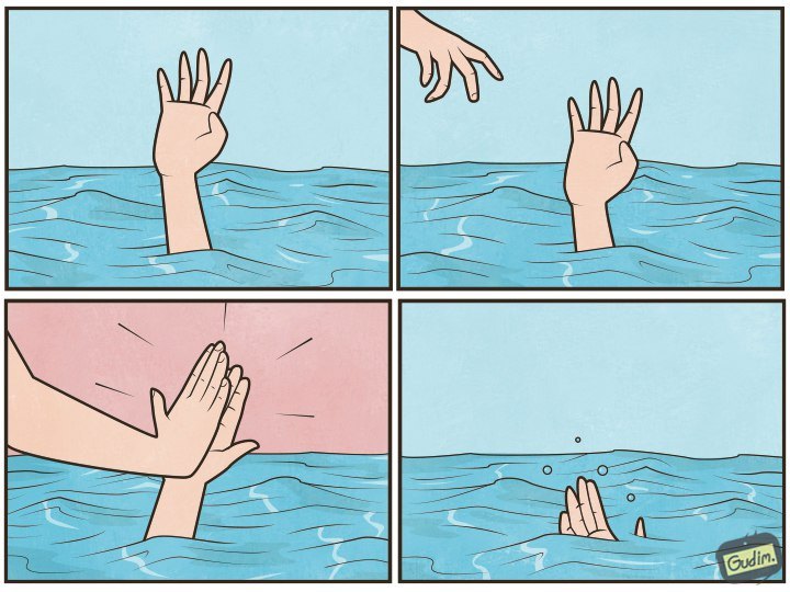 Drowning High Five Meme Template