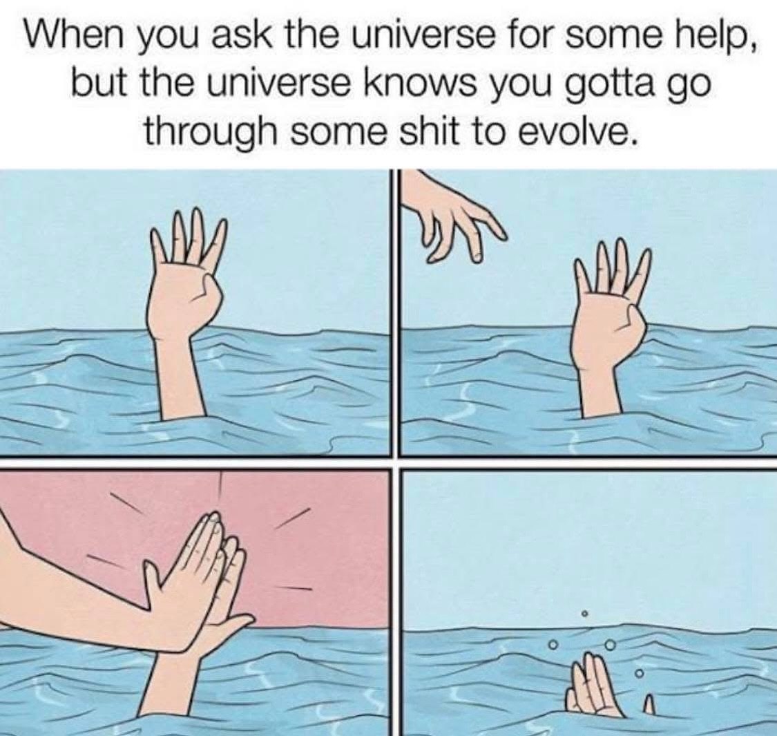Drowning high five meme universe making you go through hard times