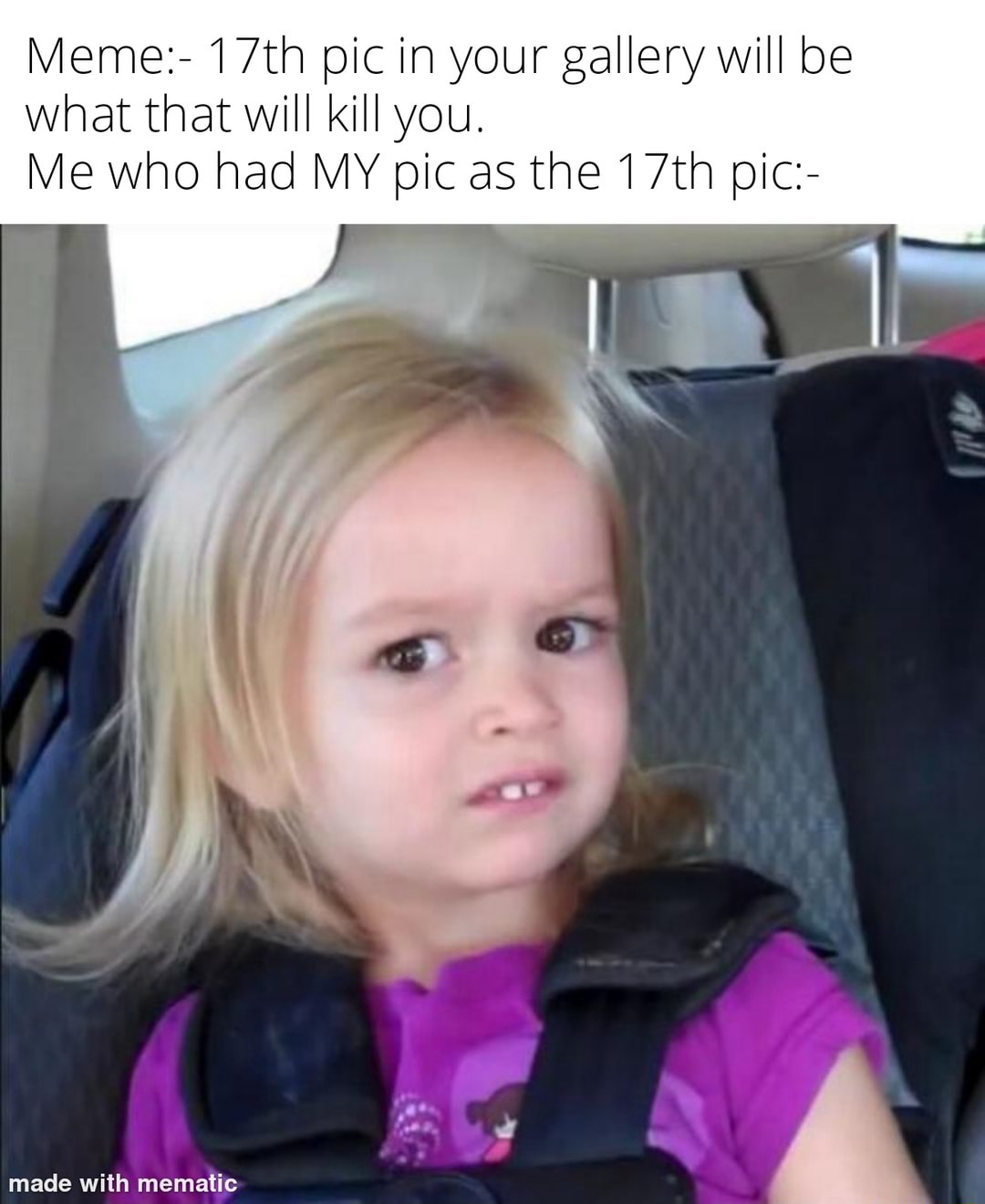 Side eye chloe meme reacting awkwardly when 17th gallery pic is her own selfie