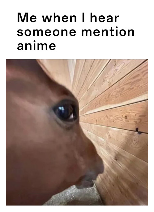 Side eye horse meme eavesdropping when someone mentions anime Side eye horse meme eavesdropping when someone mentions anime