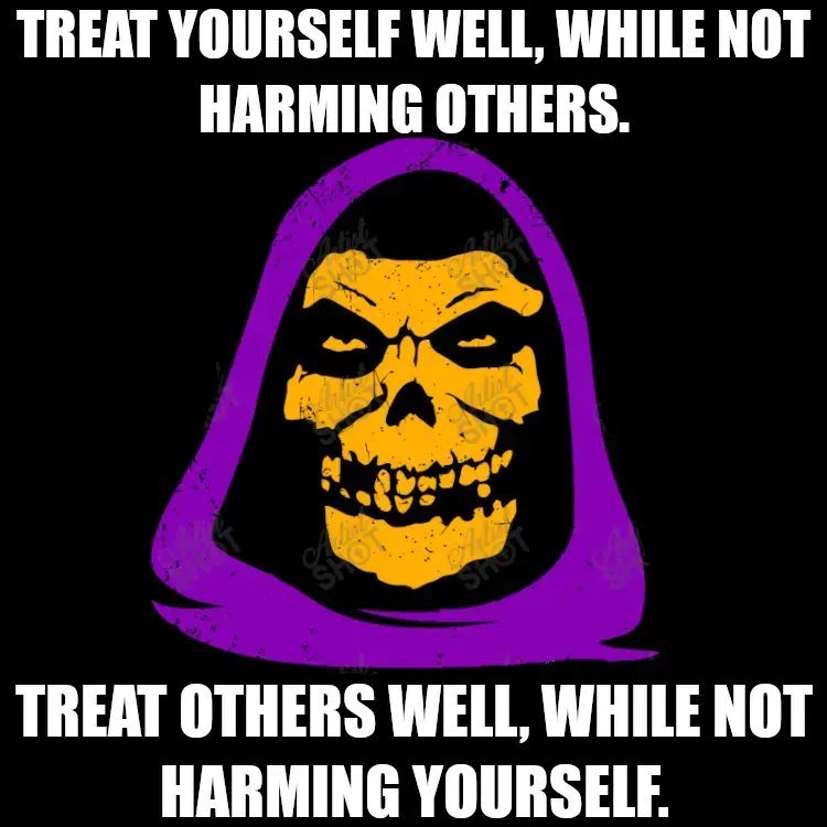 Skeletor meme treating others well without harm