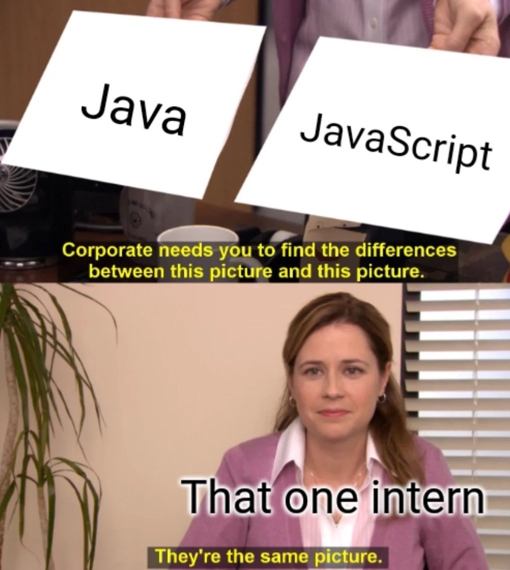 They're the same picture meme java javascript intern