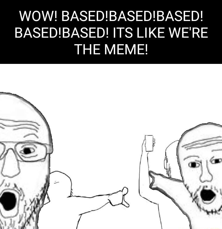 Two soyjaks pointing meme yelling based excitedly realizing they are the meme Two soyjaks pointing meme yelling based excitedly realizing they are the meme