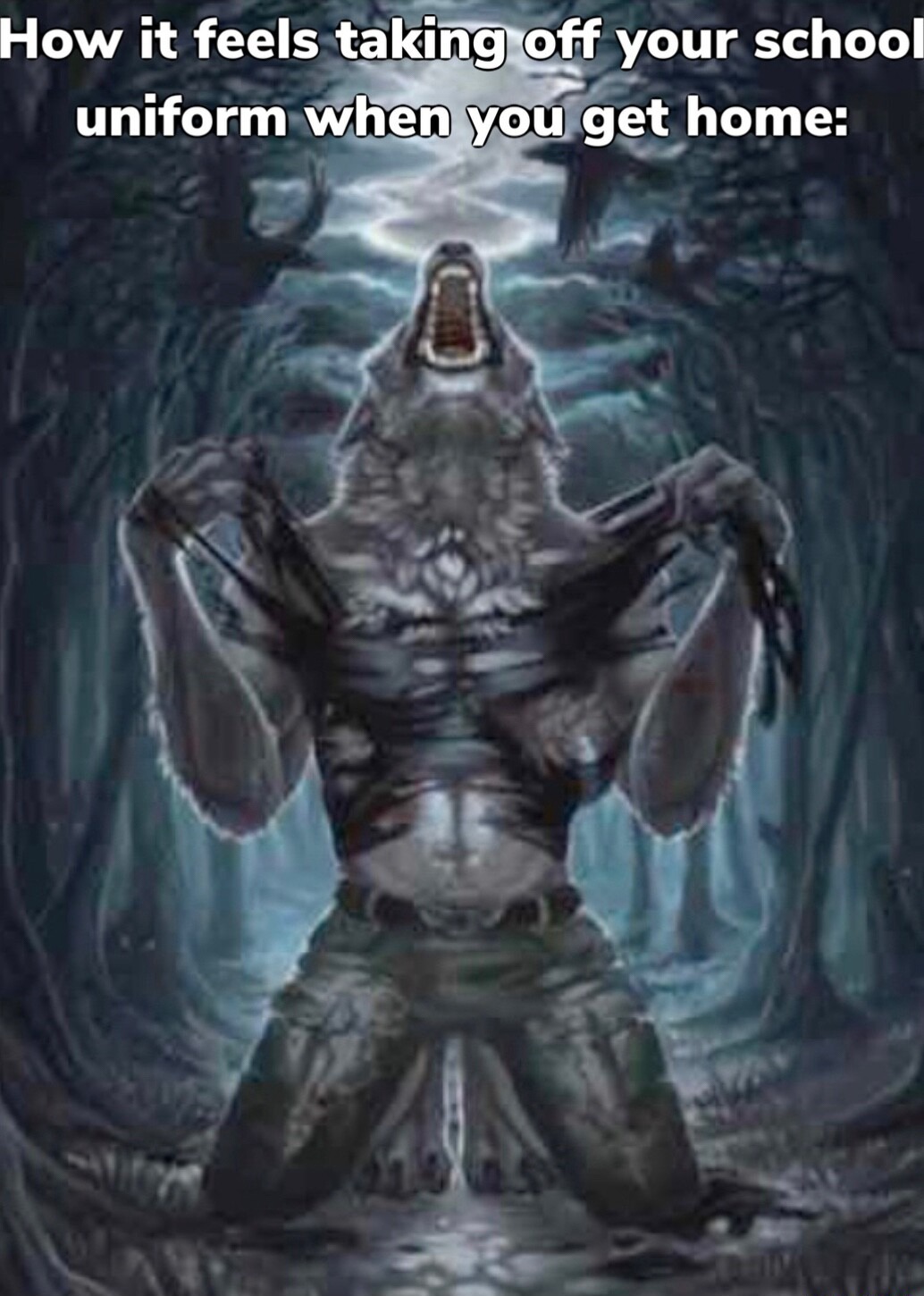 Alpha wolf meme relief after removing school uniform Alpha wolf meme relief after removing school uniform