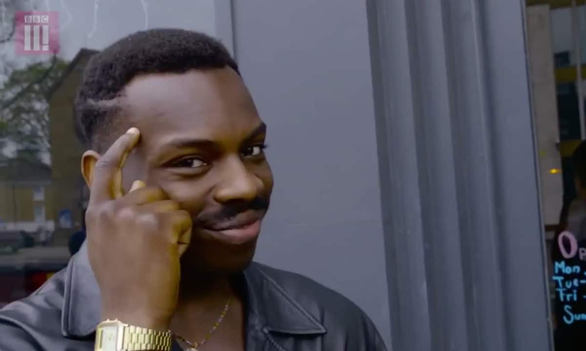Thinking black guy meme clever idea