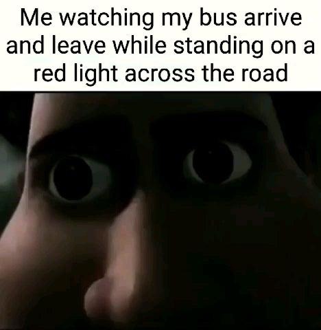 Tighten staring meme miss bus across red light