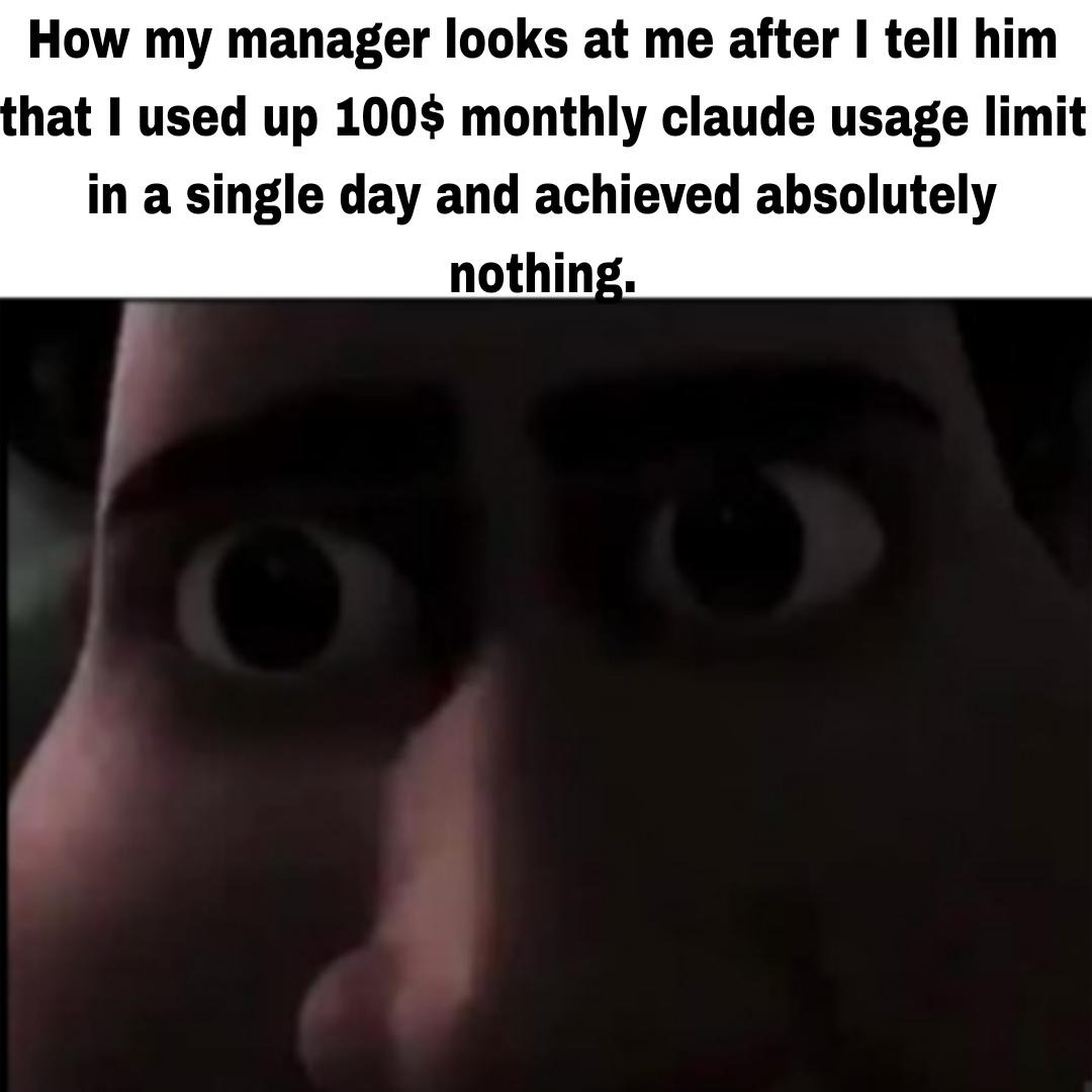 Tight staring meme manager sees you wasted monthly claude limit