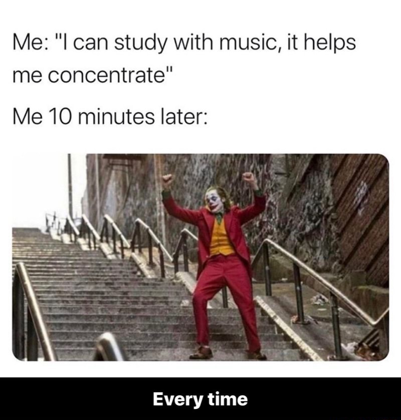 Joker dance meme dancing to music instead of studying