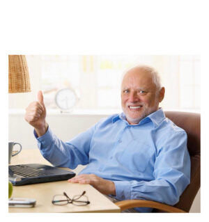 Hide the pain harold thumbs up meme template