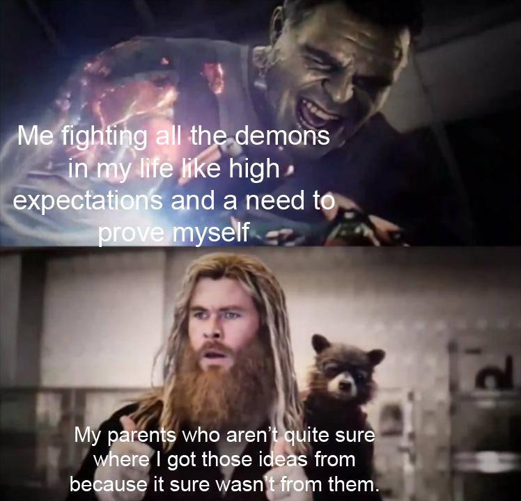 Hulk thor thumbs up meme fighting demons with confused parents Hulk thor thumbs up meme fighting demons with confused parents