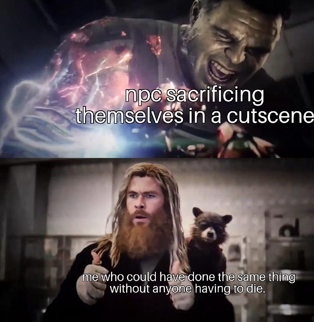 Hulk thor thumbs up meme npc sacrifice no death needed Hulk thor thumbs up meme npc sacrifice no death needed