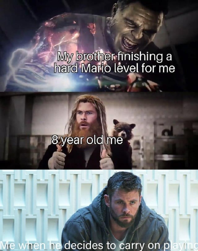 Hulk thor thumbs up meme brother beats mario level for me Hulk thor thumbs up meme brother beats mario level for me