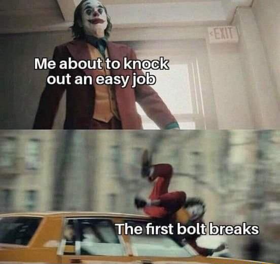 Joker gets hit by a car meme fails easy job when first bolt breaks