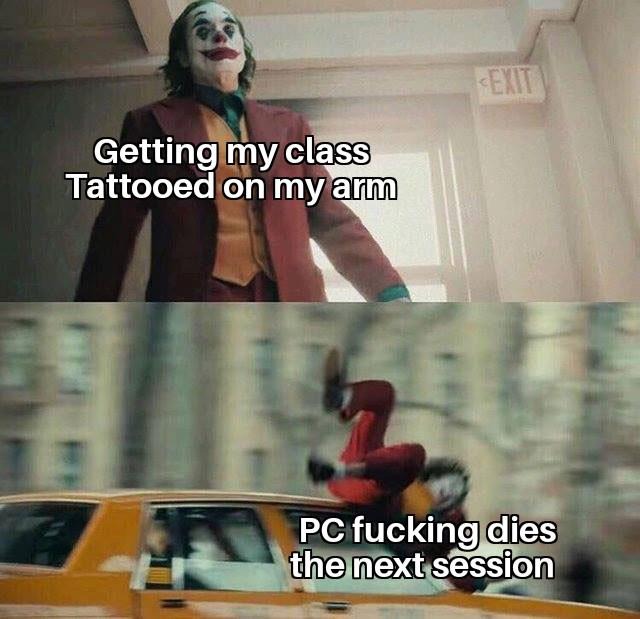 Joker hit by car meme pc dies next session