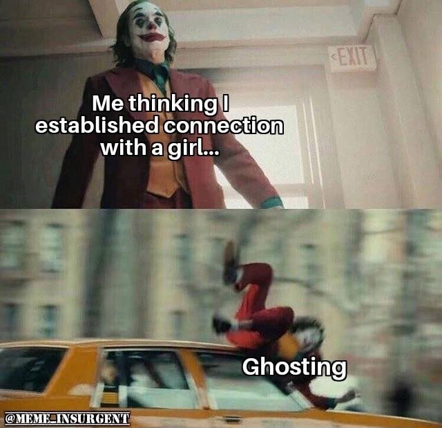 Joker gets hit by a car meme ghosted after connecting with a girl