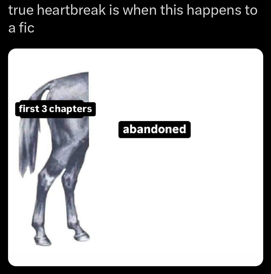 Unfinished horse drawing meme abandoned after first 3 chapters
